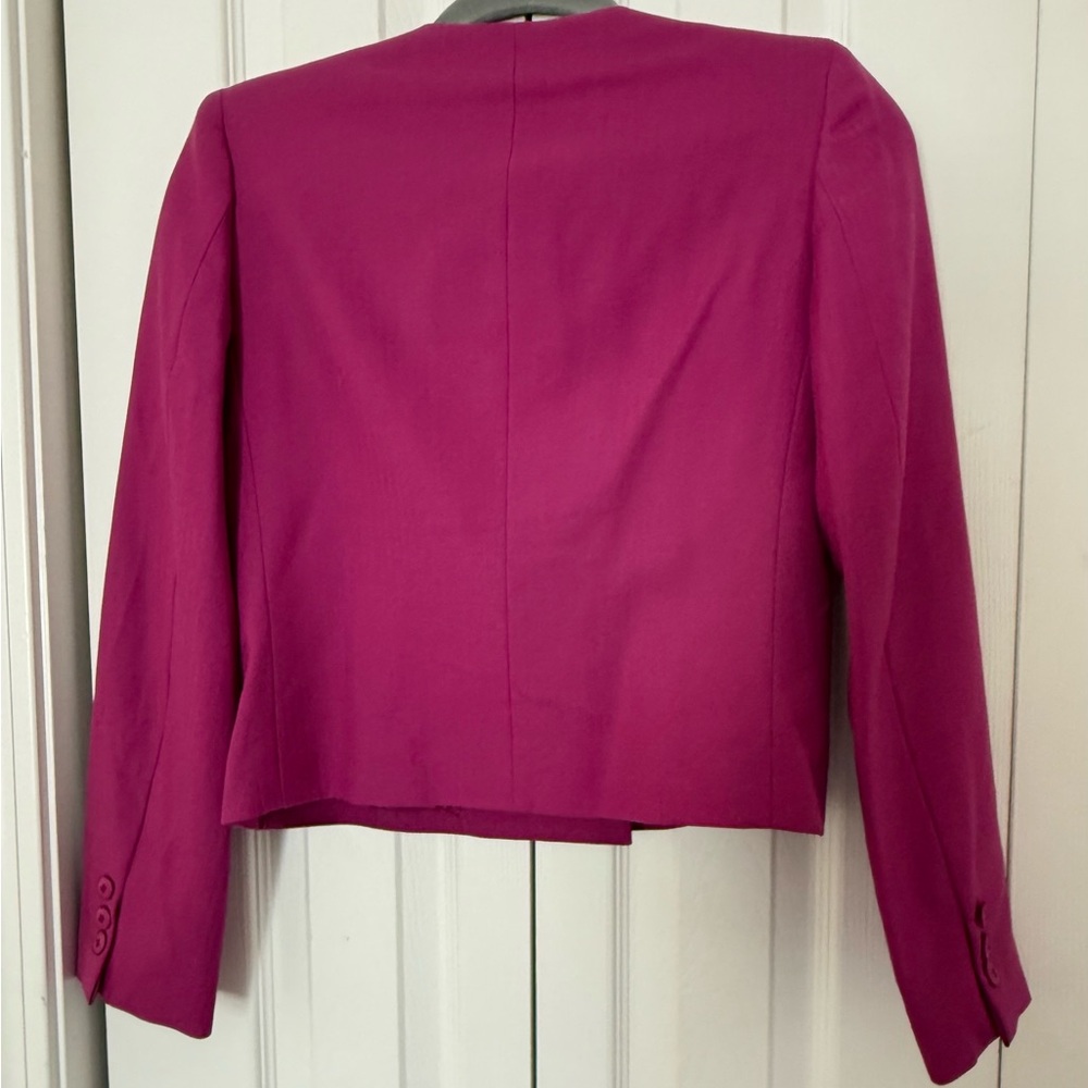 VTG Saks Fifth Avenue Cropped Wool Blazer โ Magenta โ Size 4 - Picture 8 of 8